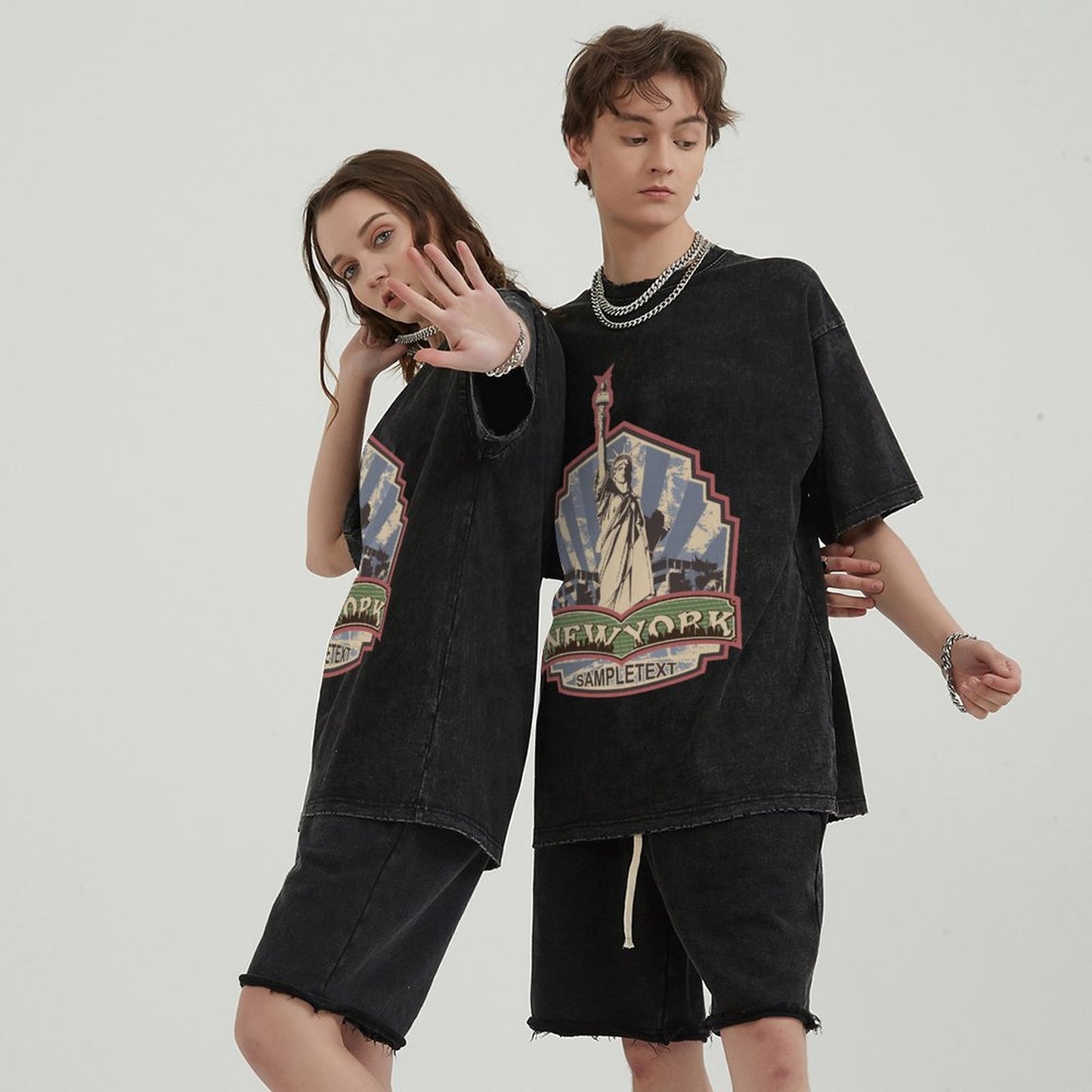 Unisex Vintage Solid Wash T-Shirts 2305102645