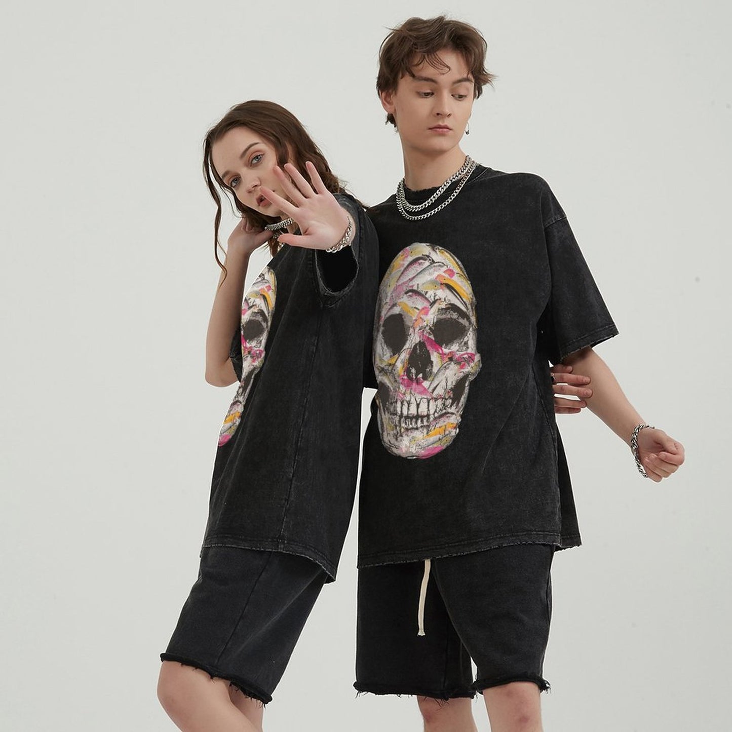 Mens Cotton Wash Solid T-Shirts Oversized Unisex Short Sleeve Streetwear Rap Hip Hop Basic Tee Tops 2305101610