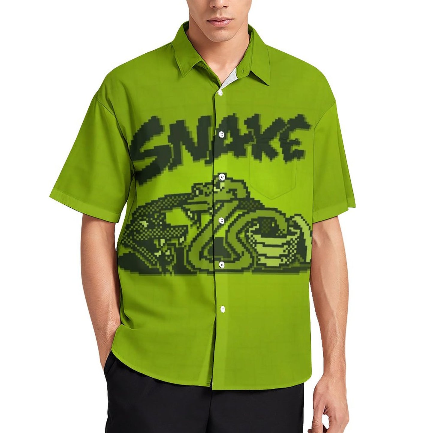 Men's Snake Print Casual Short Sleeve Shirt 2306102380