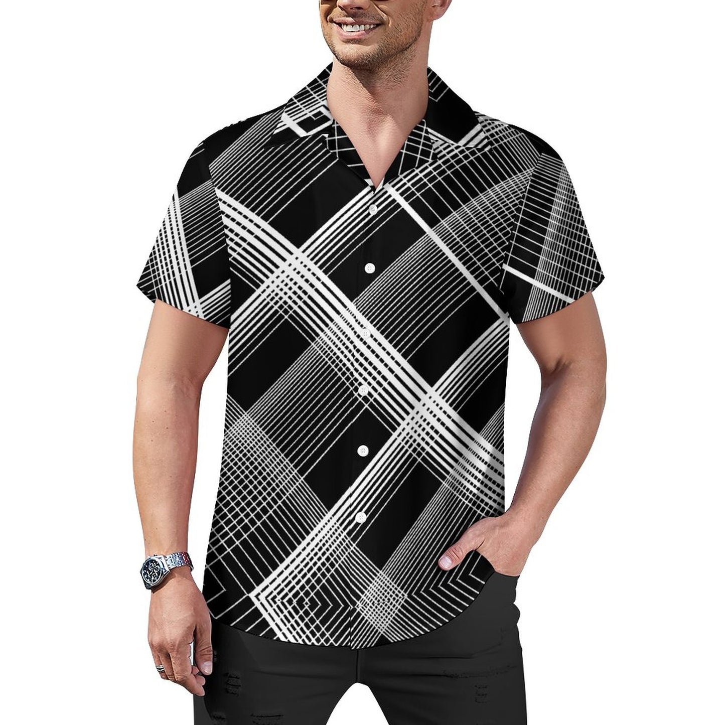 Men Hawaiian Casual Short Sleeve Shirt 2307100354