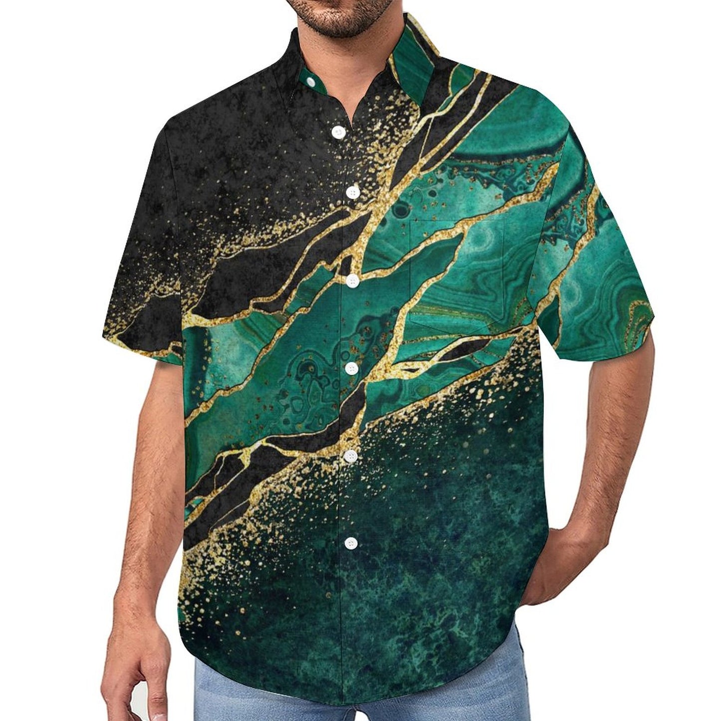 Men's Texture Print Vacation Hawaiian Shirt 2306104039