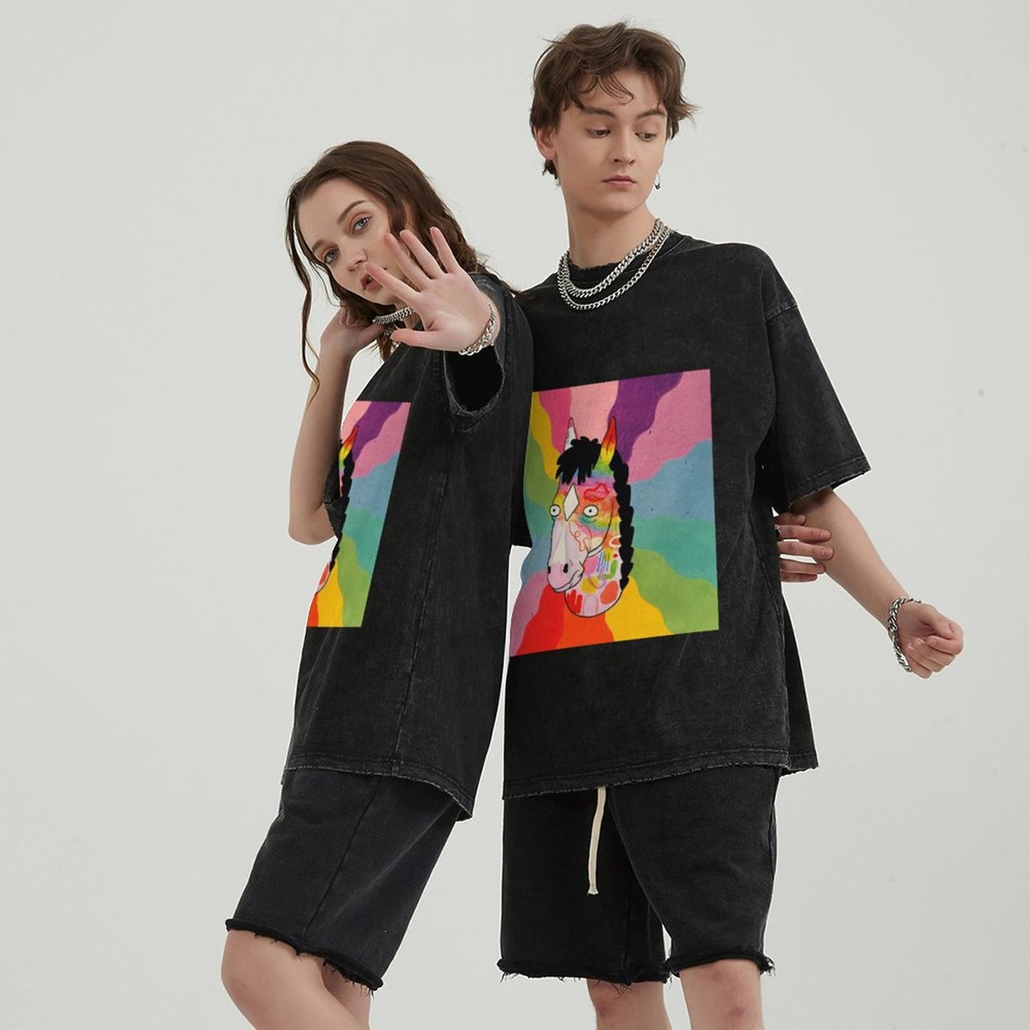 Unisex Vintage Solid Wash T-Shirts 2305103537