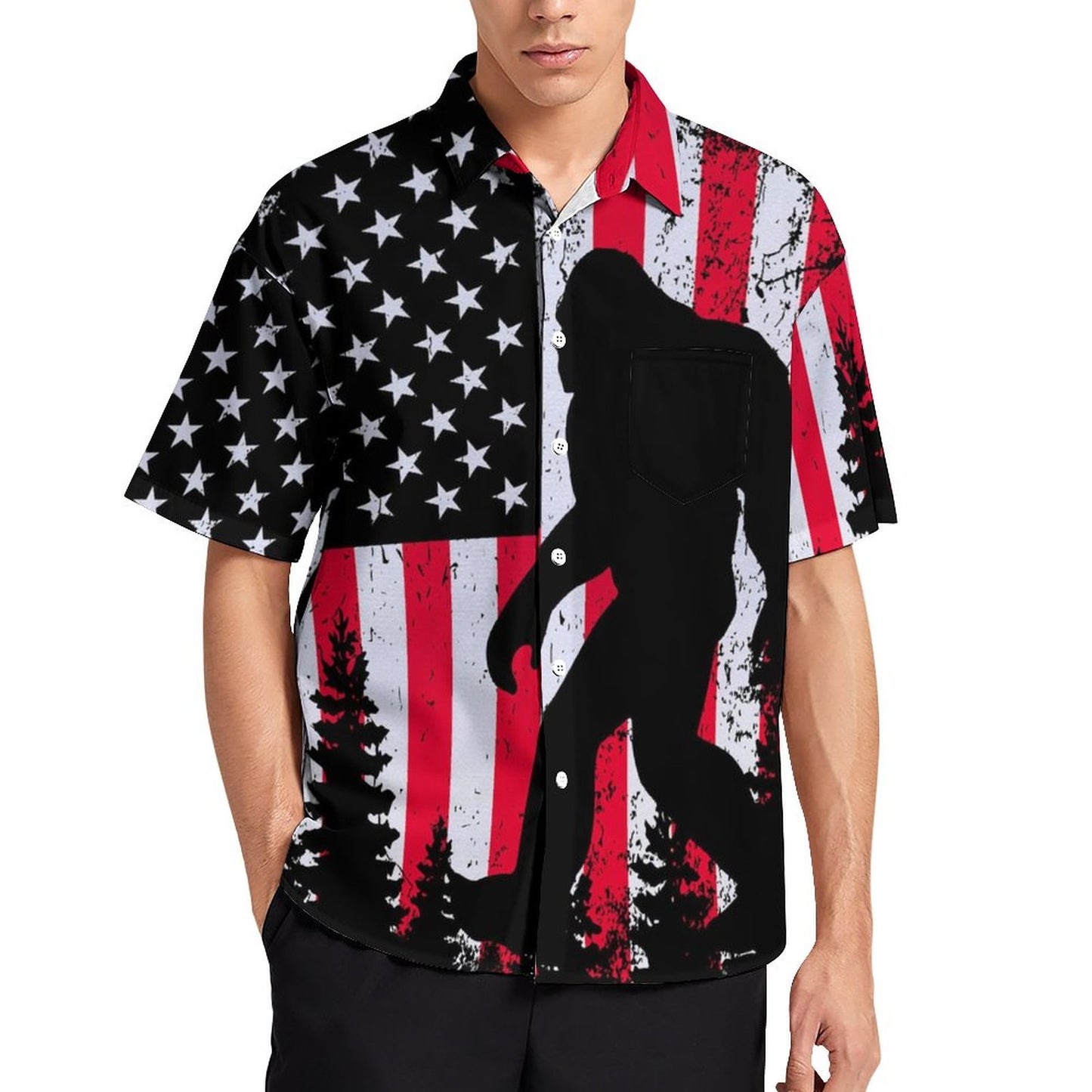 Men's Hawaiian Logo Bigfoot Print Vacation Shirt 2306101855