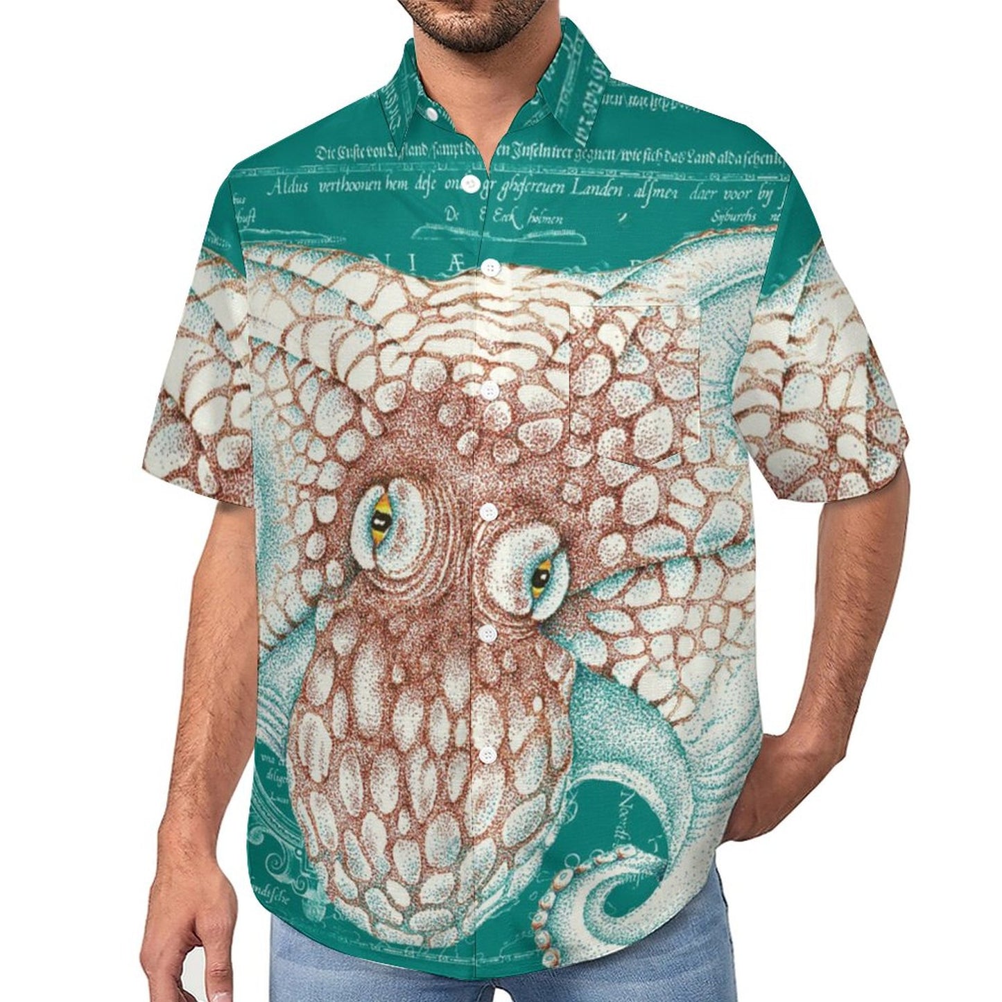 Men's Octopus Painted Art Print Vacation Hawaiian Shirt 2305106292