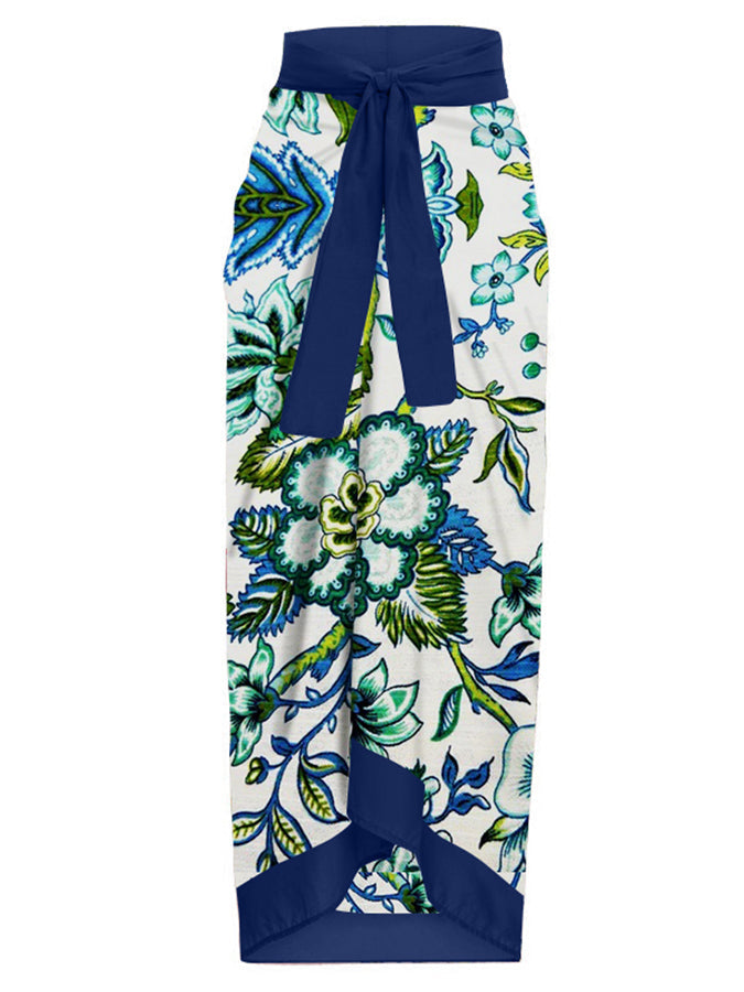 Fashion Vintage Floral Print Swimsuit and Cover Up