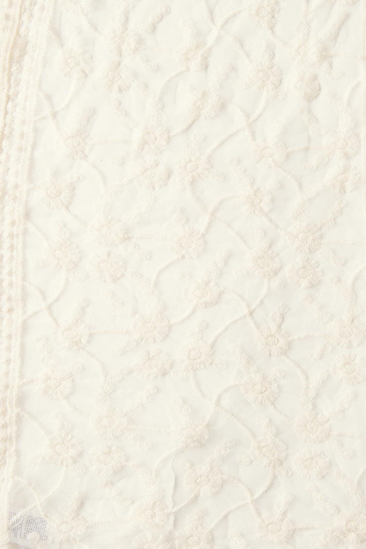 Sienna V-neck Lace Trims Embroidery Kimono