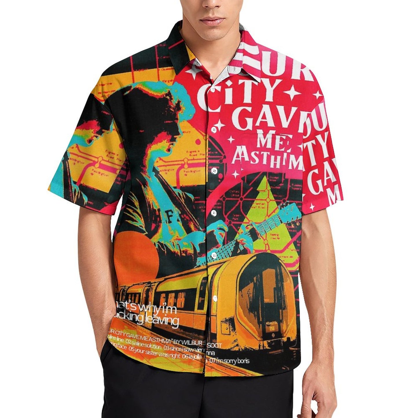 Men's Hawaiian Your City Gave Me Asthma Print Casual Short Sleeve Shirt 2306102363