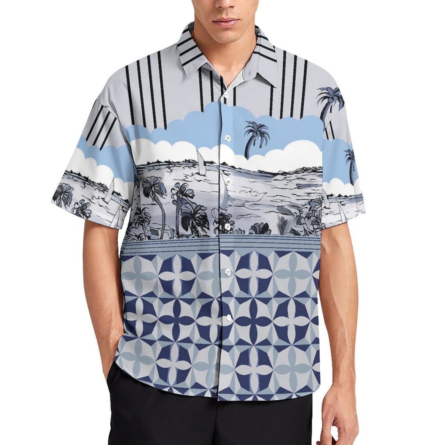 Men's Fashion Casual Printed Short Sleeve Shirts 2305107119