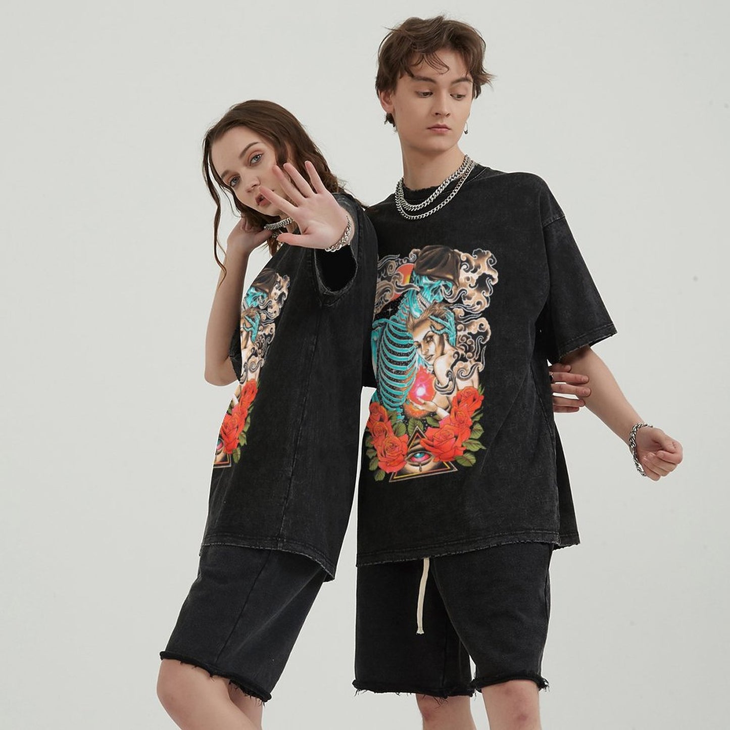 Unisex Vintage Solid Wash T-Shirts 2305104075