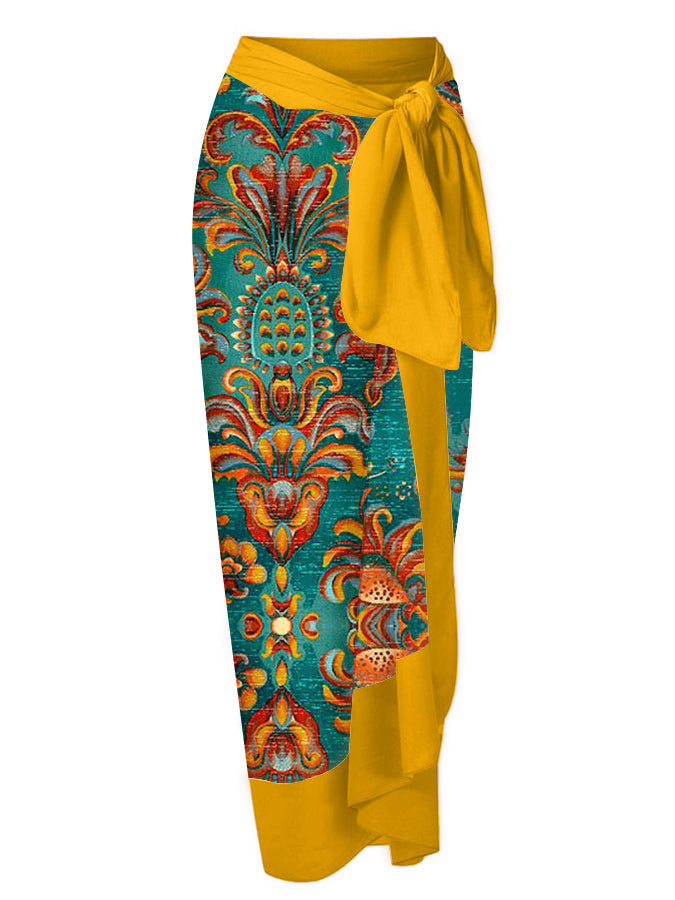 Fashion Print Tie One Piece Swimsuit