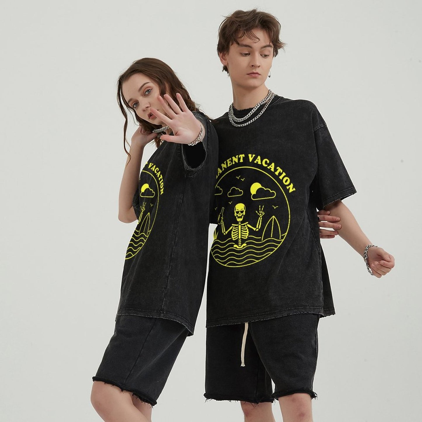 Unisex Vintage Solid Wash T-Shirts 2305101596
