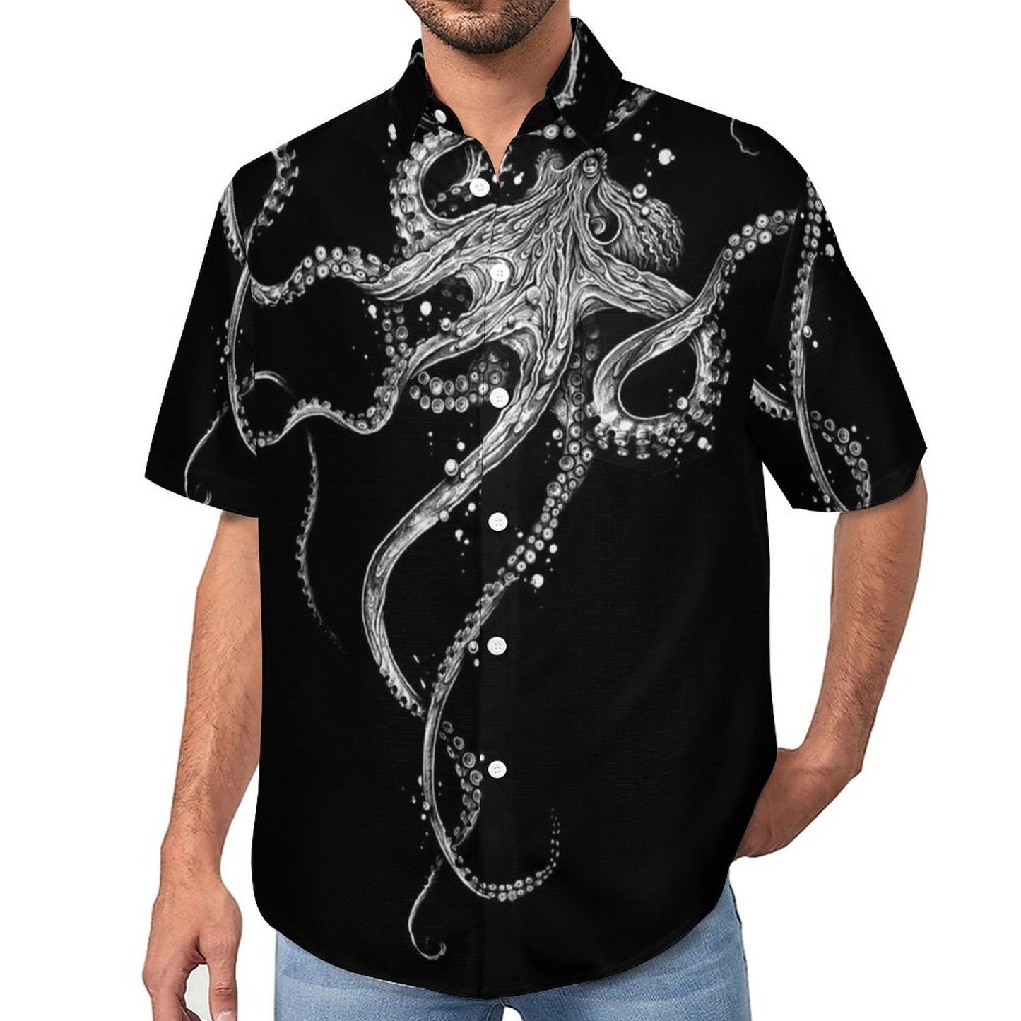 Men's Octopus Art Print Vacation Hawaiian Shirt 2305106287