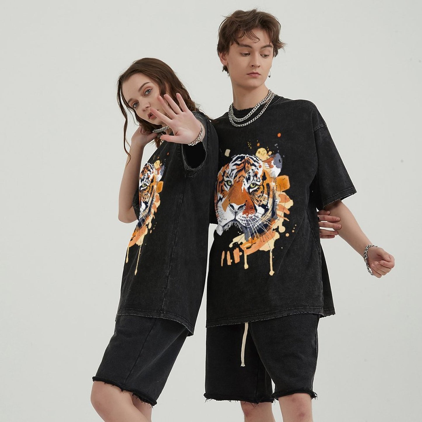 Mens Cotton Wash Solid T-Shirts Oversized Unisex Short Sleeve Streetwear Rap Hip Hop Basic Tee Tops 2305101624