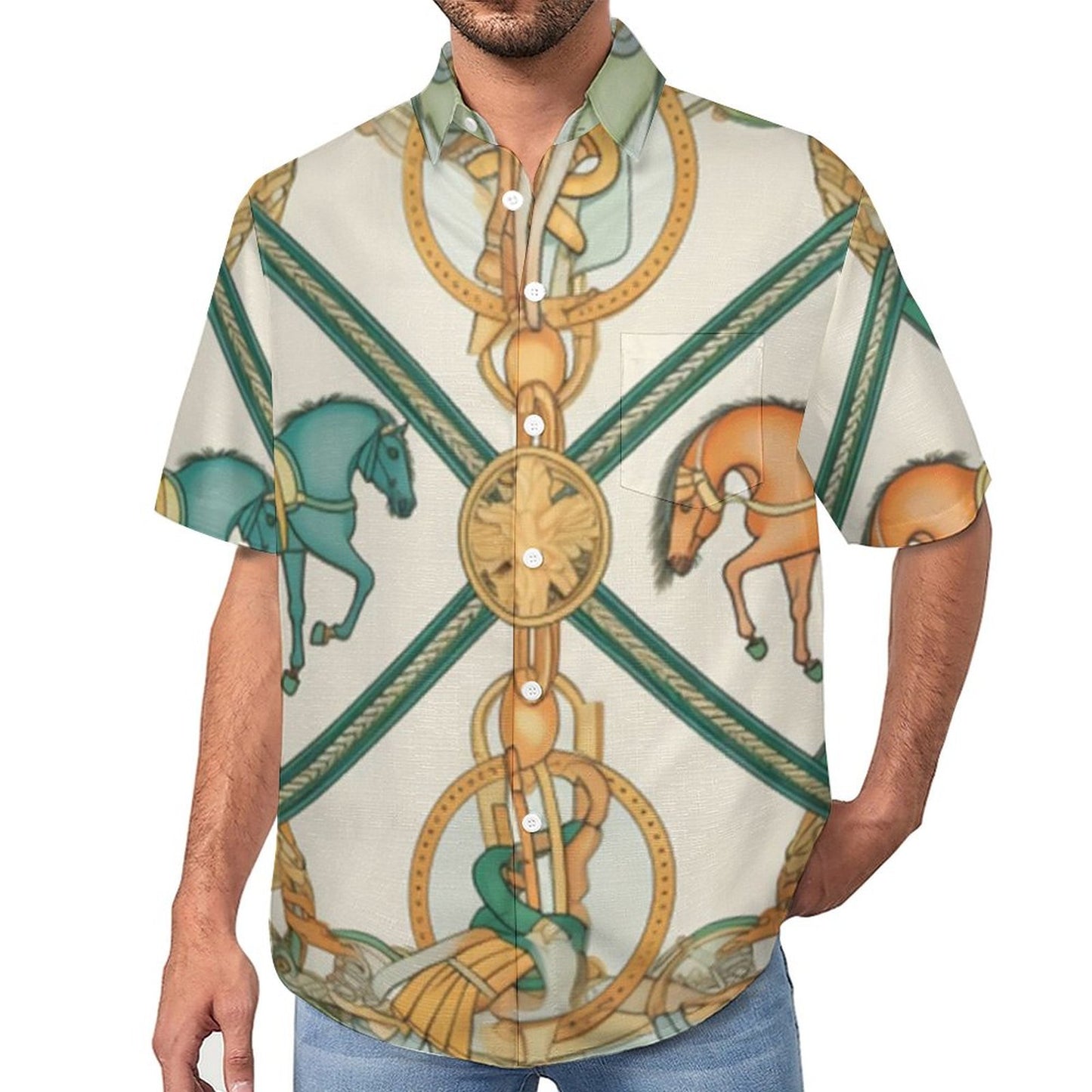 Men's Vintage Print Vacation Hawaiian Shirt 2306104049