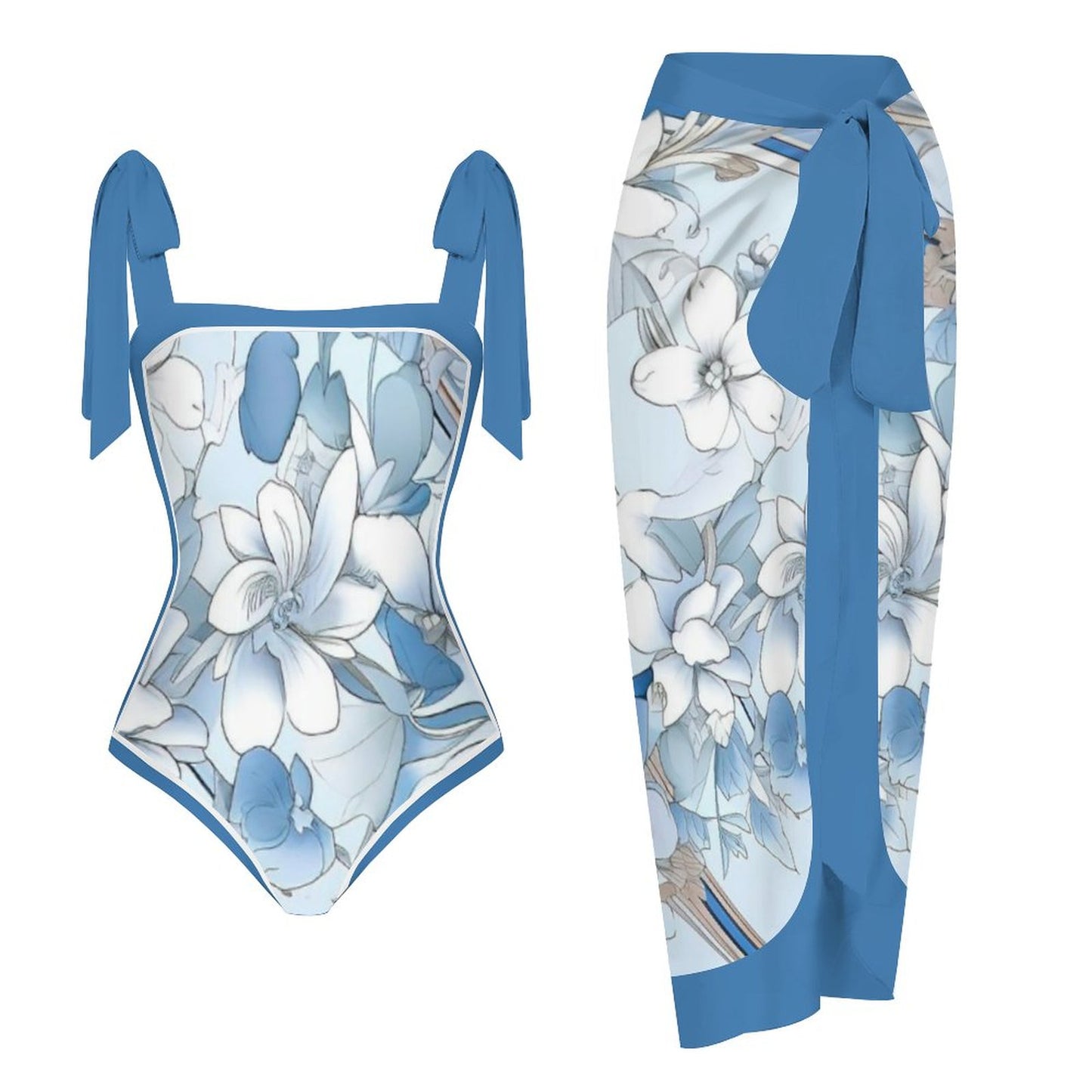 Fashion Printed One Piece Swimsuit And Cover Up 2306103045