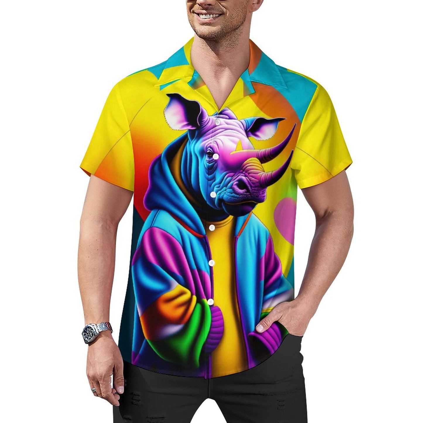 Men Hawaiian Casual Short Sleeve Shirt 2306101370
