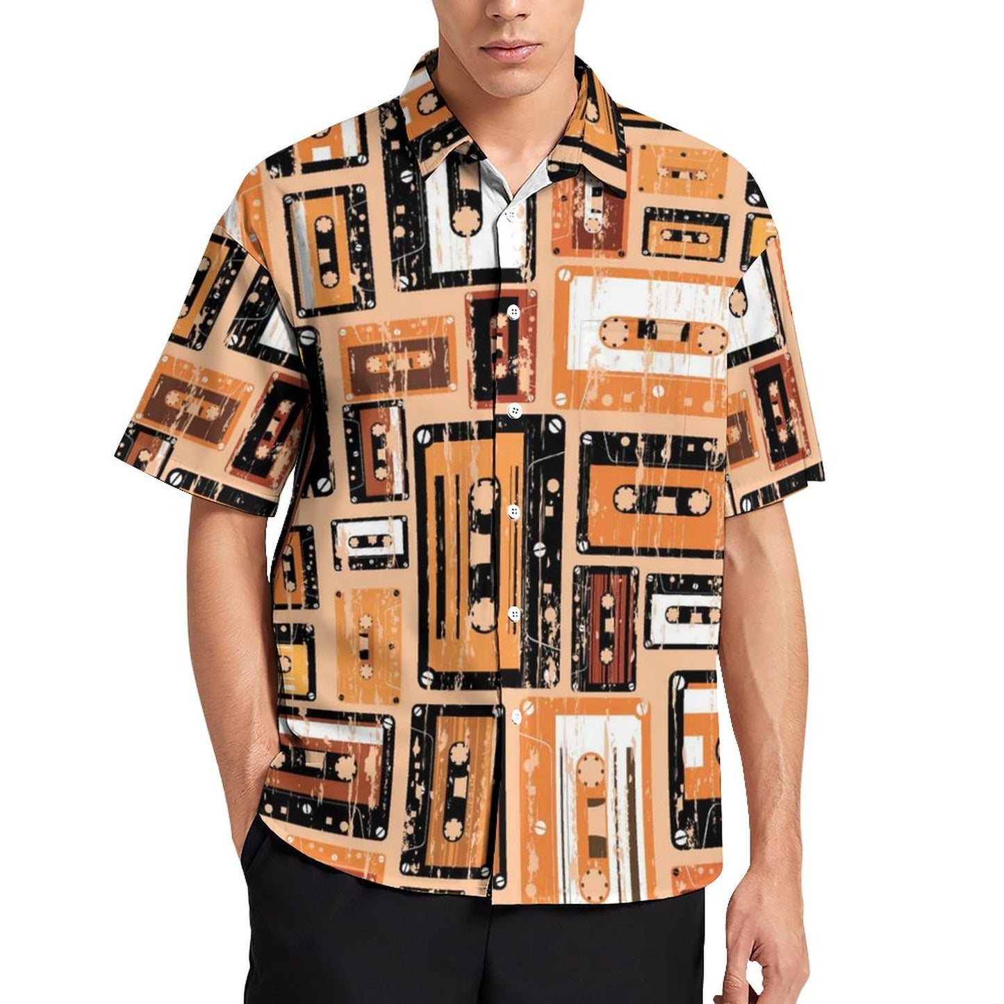 Men's Hawaiian Tape Print Vacation Shirt 2306101930
