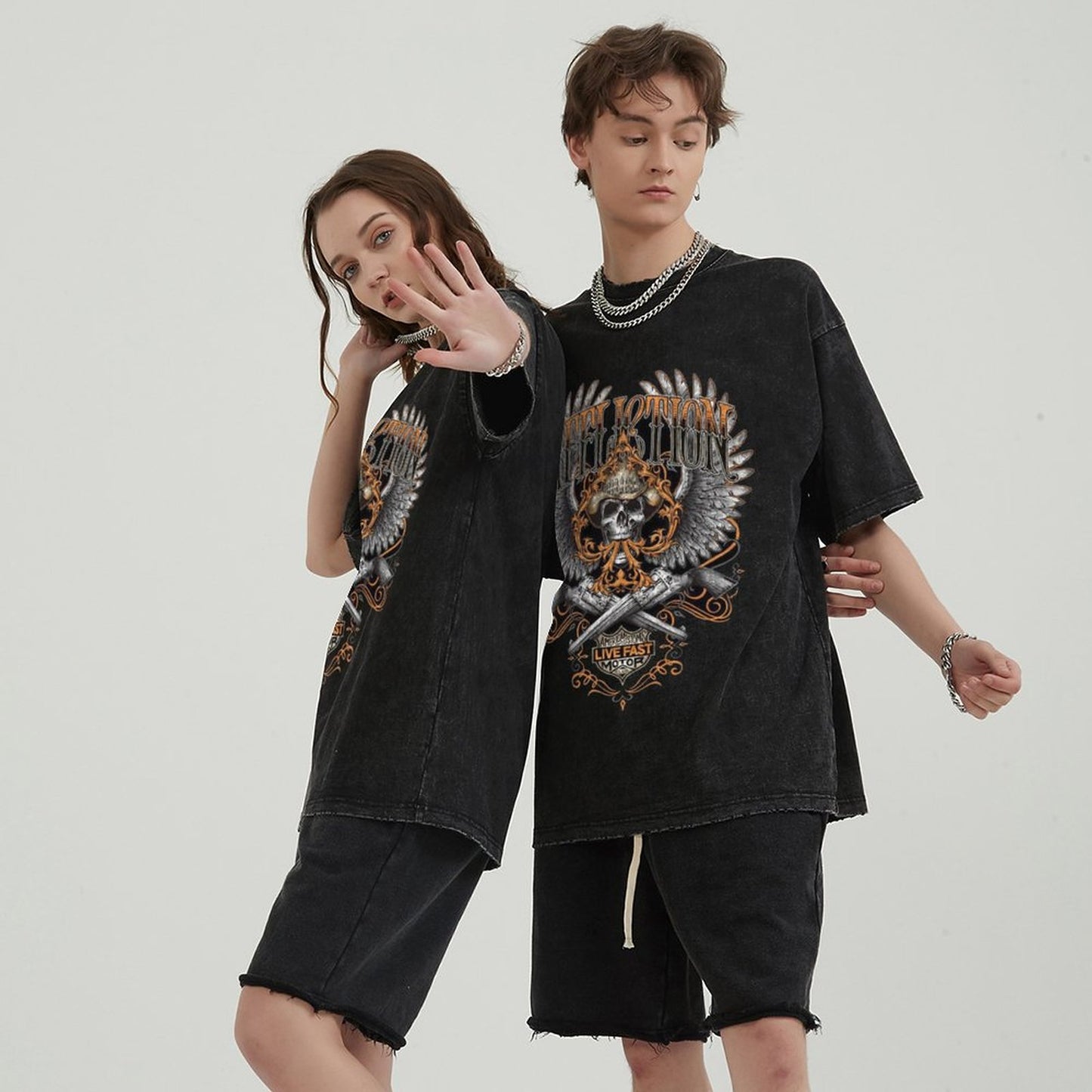 Unisex Vintage Solid Wash T-Shirts 2305104090