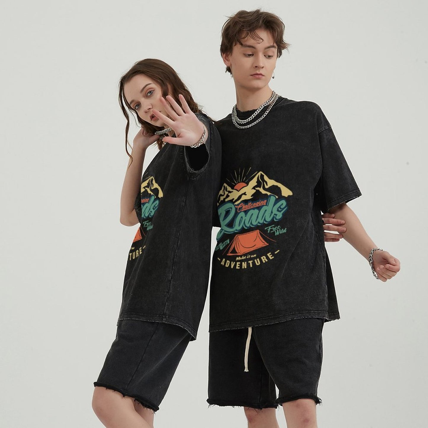 Unisex Vintage Solid Wash T-Shirts 2305102646