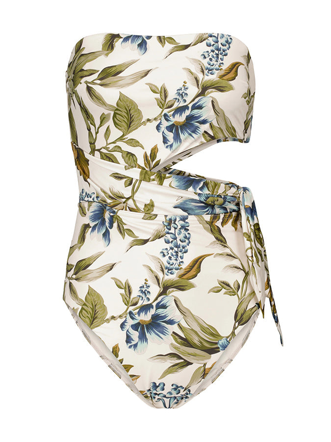 Fashion Colorblock Floral Print One Piece Swimsuit