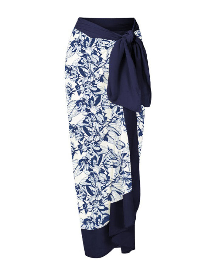 V-Neck Print One Piece Swimsuit and Cover Up