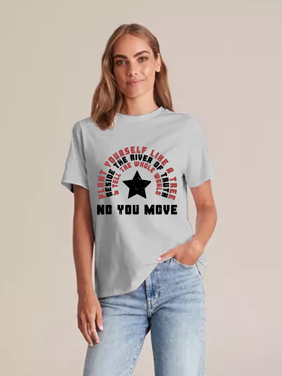Women's Casual Marvel No You Move Printed Round Neck Short Sleeve T-Shirt