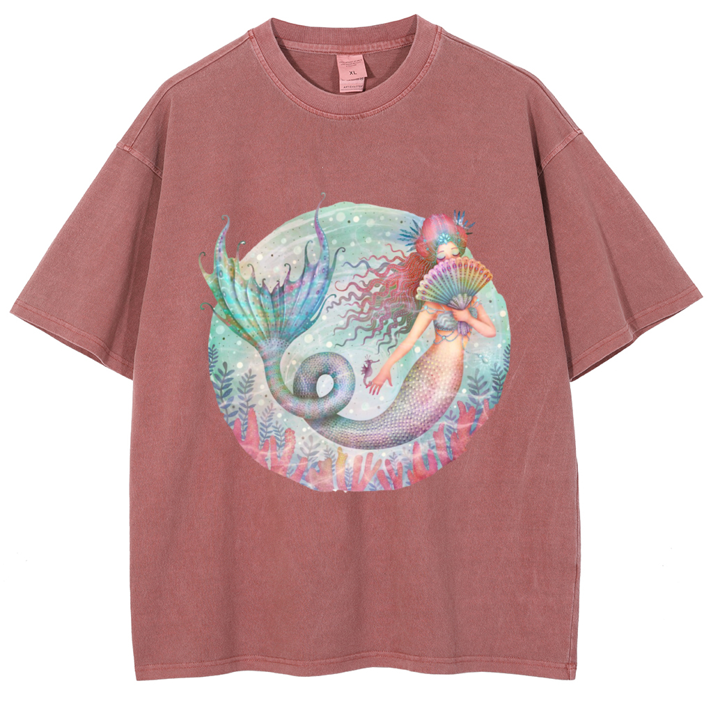 Mens Cotton Wash Solid T-Shirts Oversized Unisex Short Sleeve Streetwear Rap Hip Hop Basic Tee Tops