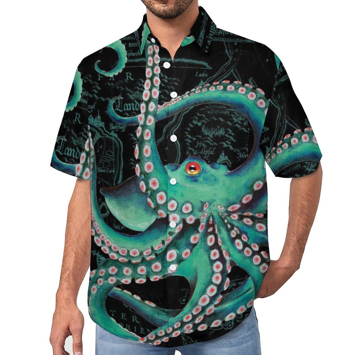 Men's Octopus Painted Art Print Vacation Hawaiian Shirt 2305106288