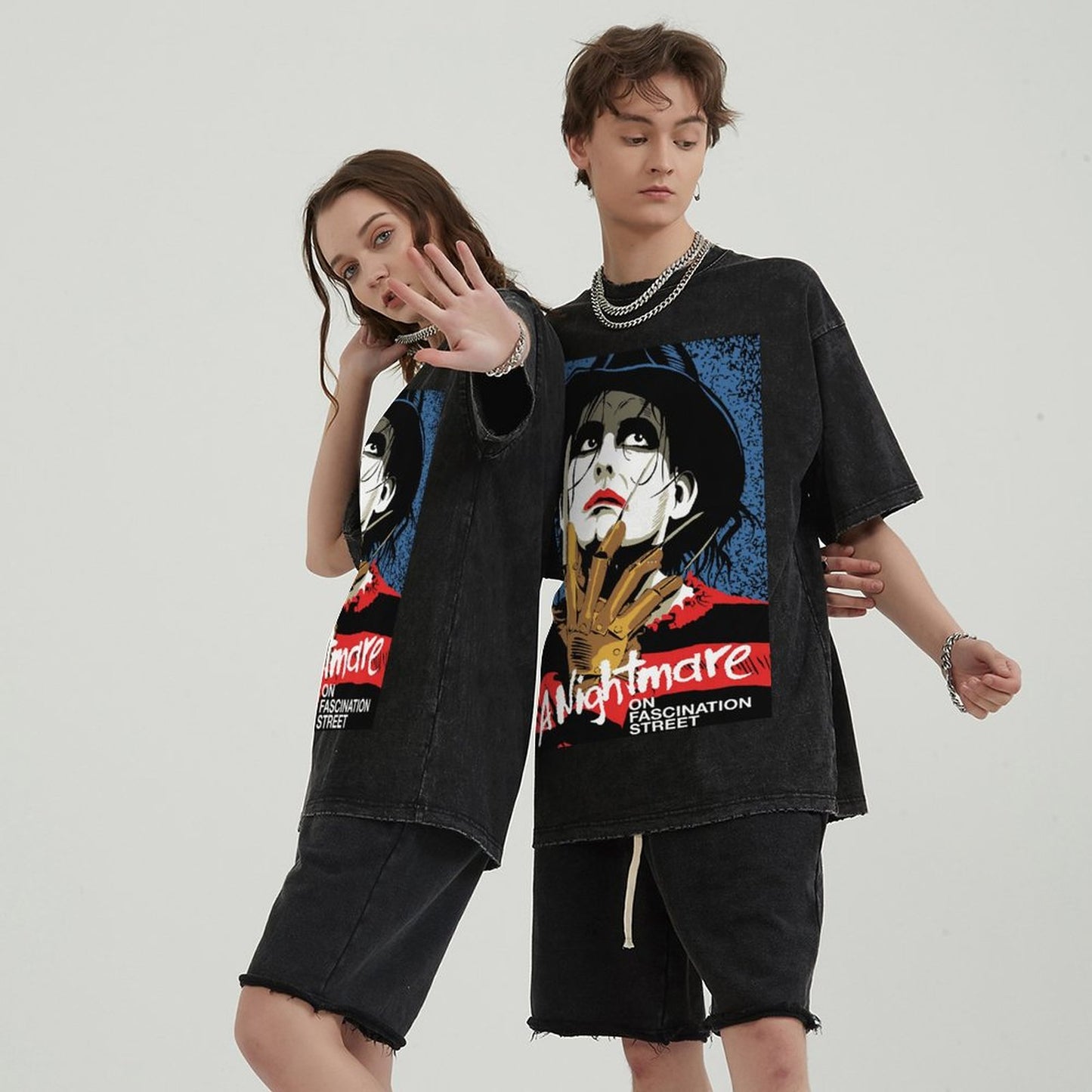 Unisex Vintage Solid Wash Denim T-Shirts