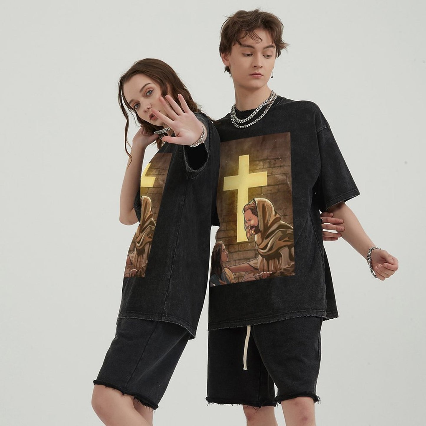 Unisex Vintage Solid Wash T-Shirts 2305103964