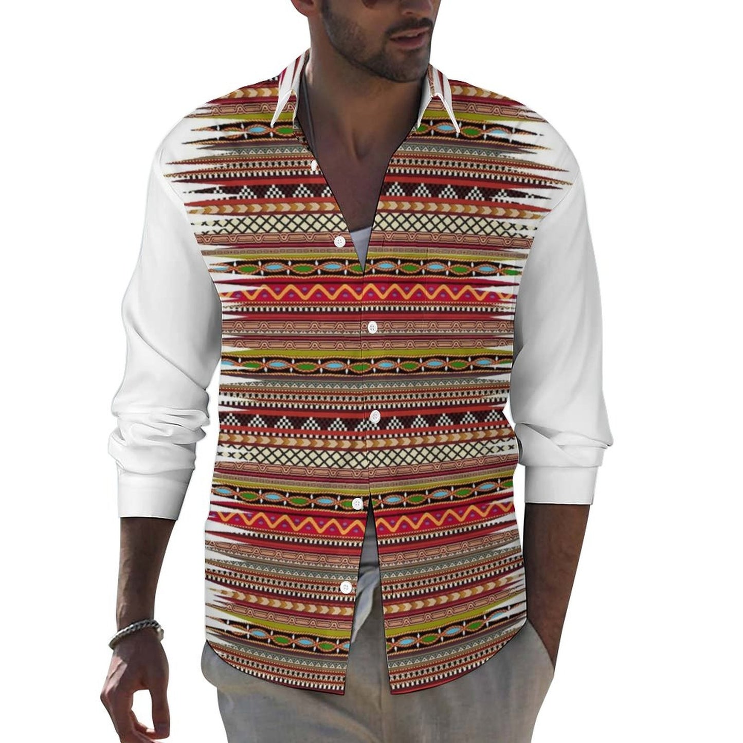 Men's Casual Printed Long Sleeve Shirt 2306103093