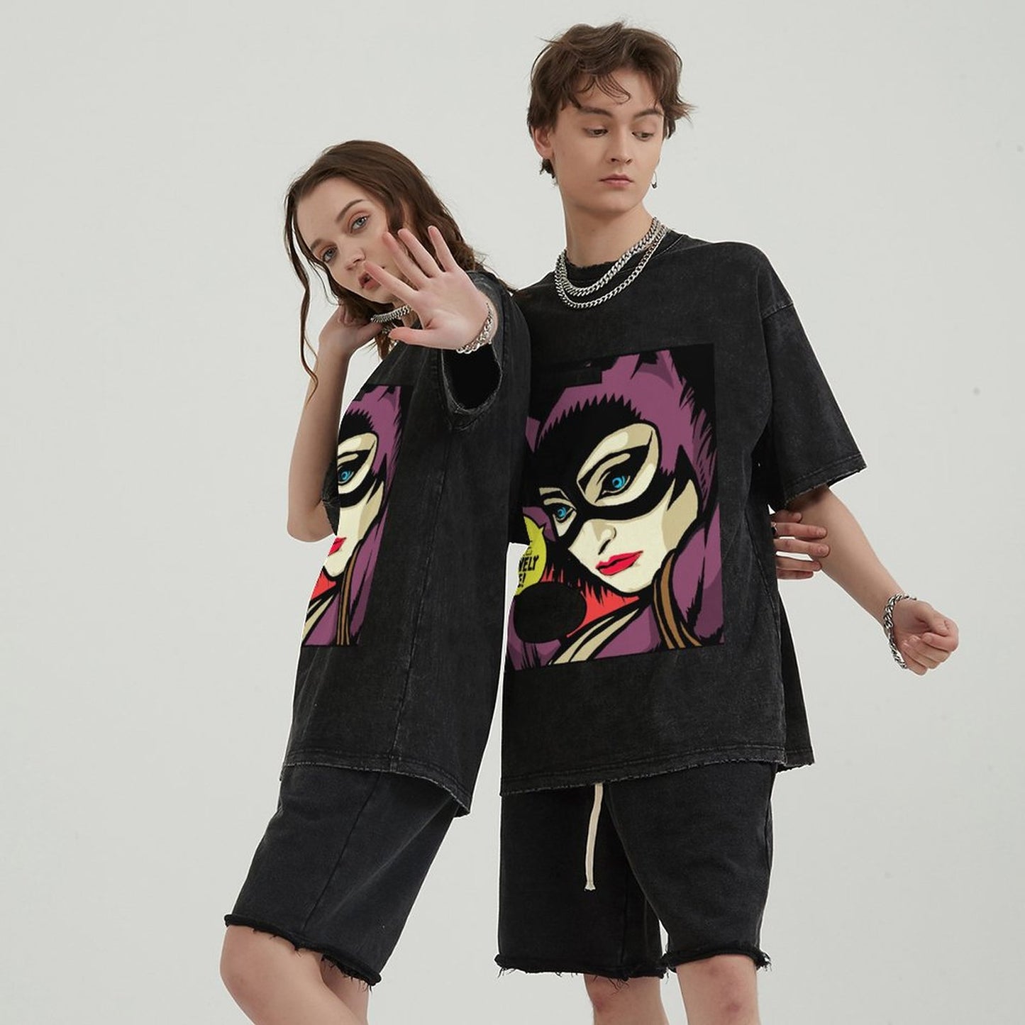 Unisex Vintage Solid Wash Denim T-Shirts