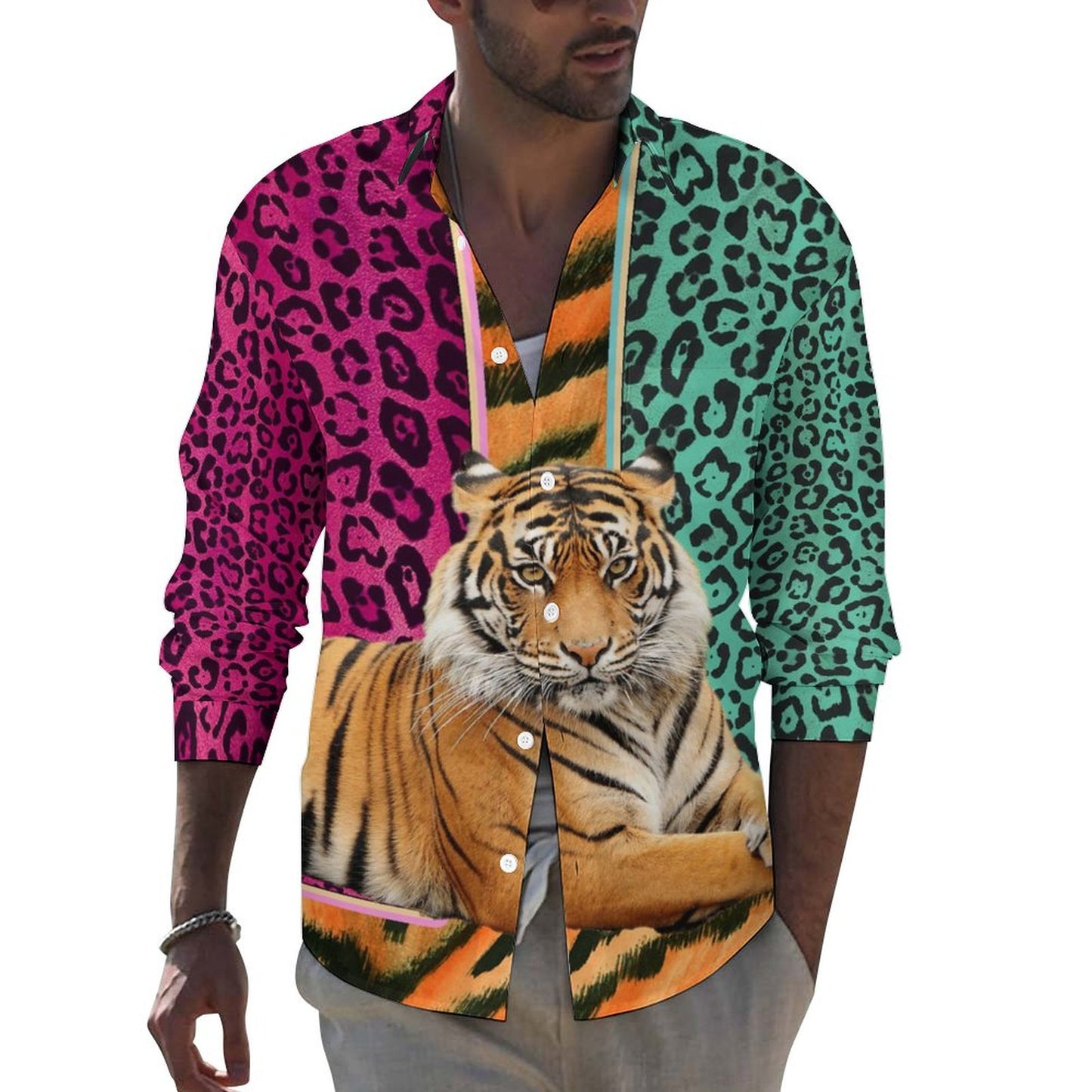 Men's Casual Printed Long Sleeve Shirt 2306103084