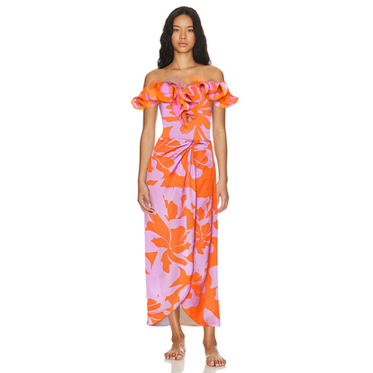 Floral Print One Piece Swimsuit and Skirt