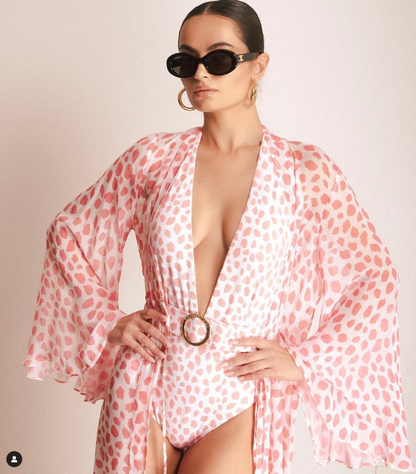 Geometric Print One Piece Swimsuits and Kimono