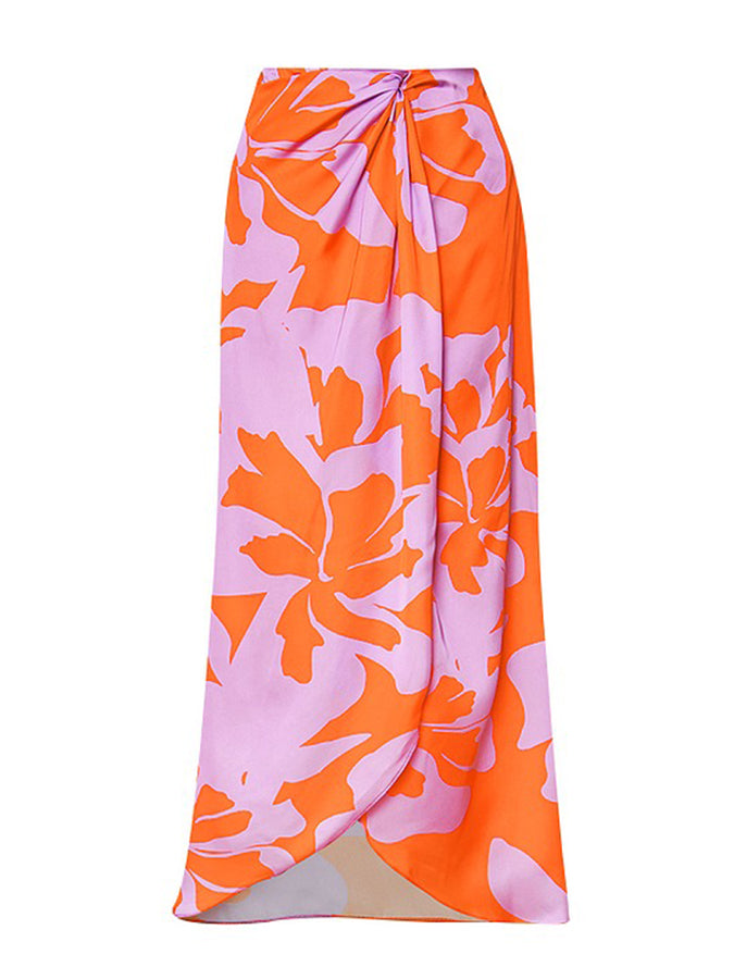 Floral Print One Piece Swimsuit and Skirt