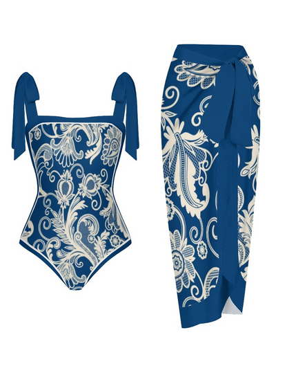 Fashion Printed One Piece Swimsuit And Cover Up 2305104538