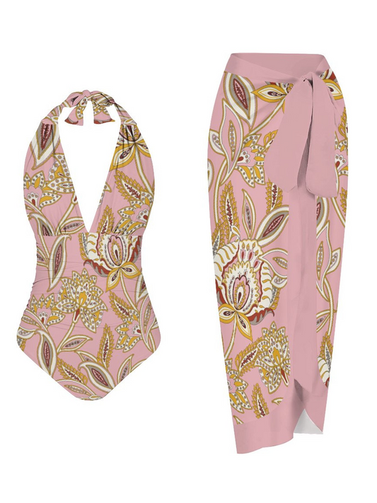 Casual Printed One Piece Swimsuit And Cover Up 2306101707