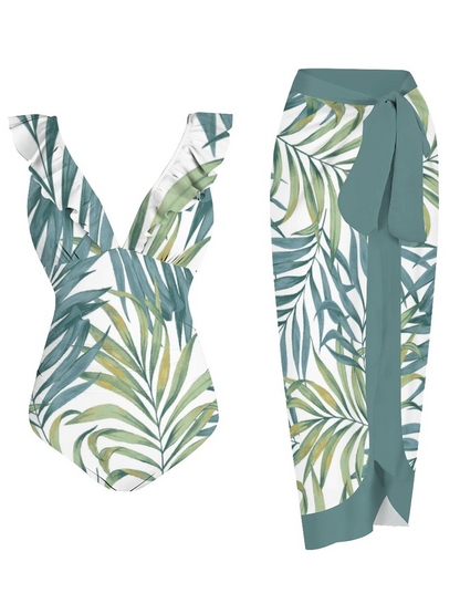 Casual Printed One Piece Swimsuit And Cover Up 2306101711