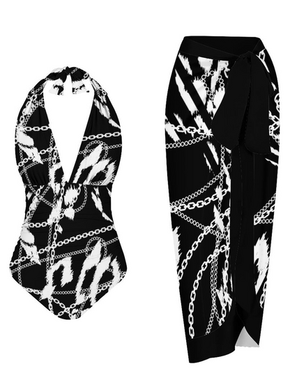 Casual Printed One Piece Swimsuit And Cover Up 2306101708