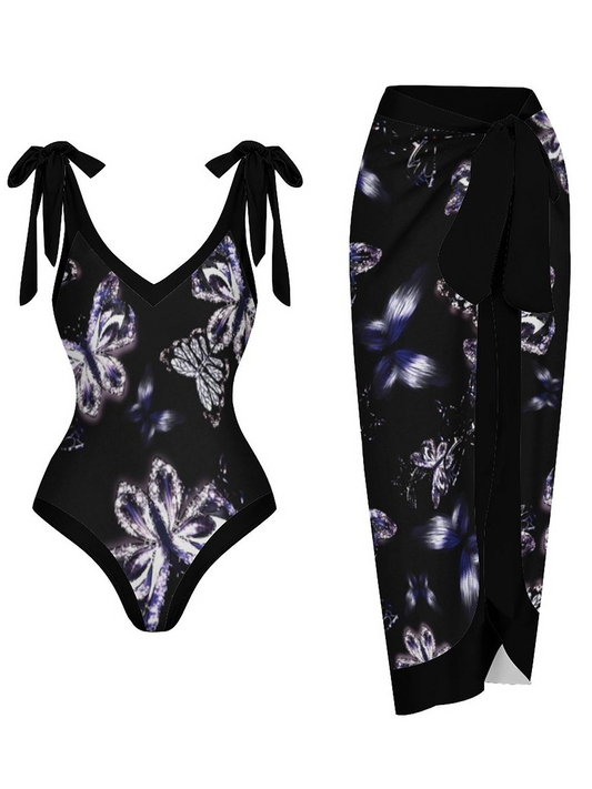 Casual Printed One-Piece Swimsuit And Cover Up 2305103033