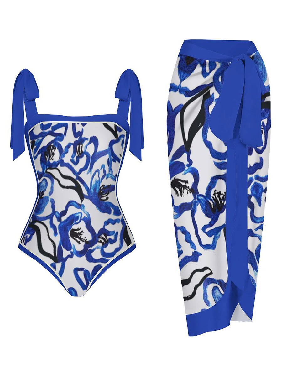 Fashion Printed One Piece Swimsuit And Cover Up 2305105118