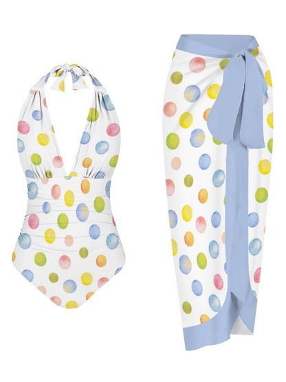 Casual Printed One Piece Swimsuit And Cover Up 2306103126