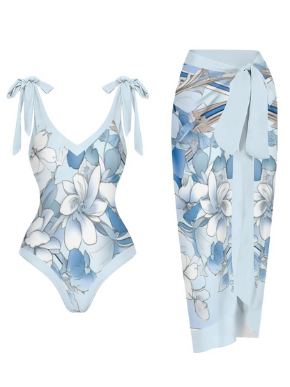 Casual Printed One Piece Swimsuit And Cover Up 2306103046