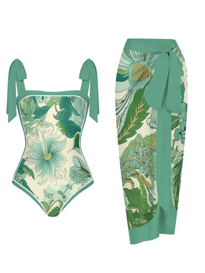 Fashion Printed One Piece Swimsuit And Cover Up 2306103037