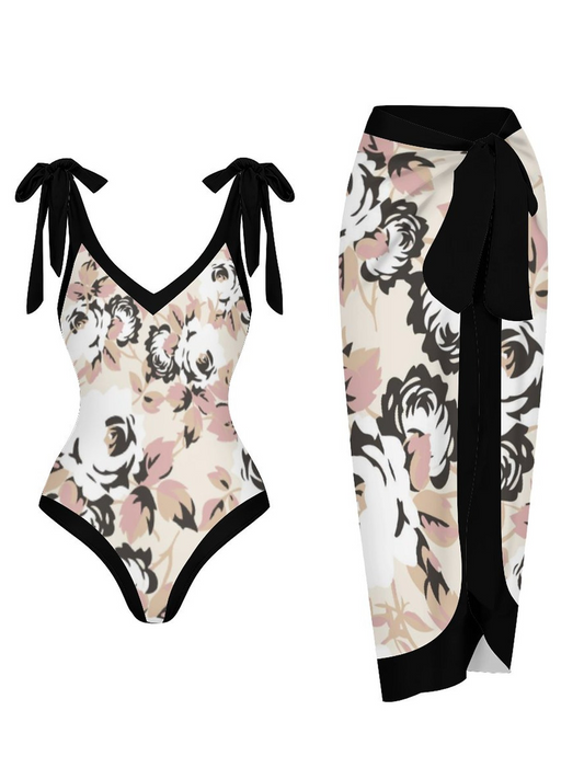 Casual Printed One Piece Swimsuit And Cover Up 2305106670