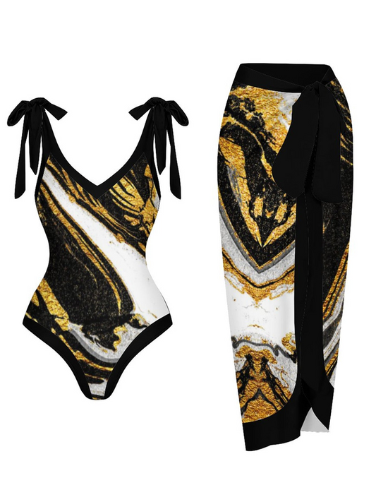 Casual Printed One Piece Swimsuit And Cover Up 2305107230