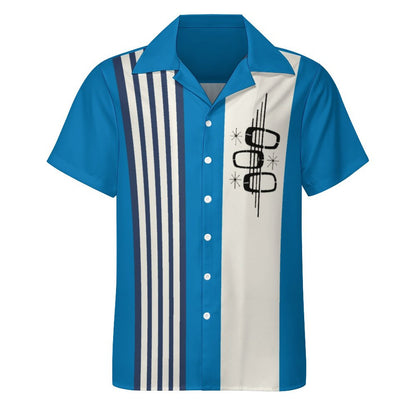 Striped Geometric Print Hawaiian Men's Casual Shirt