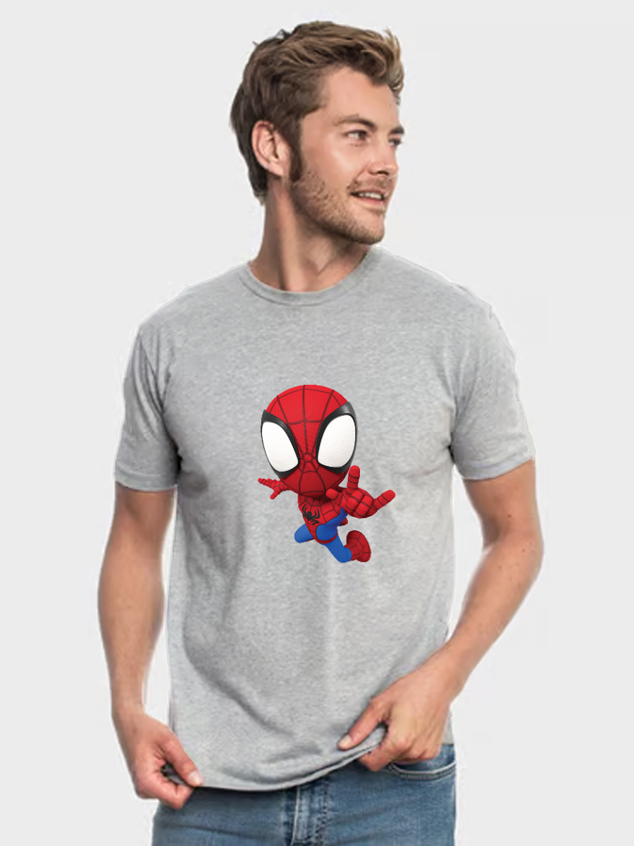 Men's Casual Spider-Man Printed Round Neck Short Sleeve T-Shirt