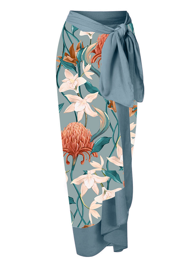Fashion Floral Print Bikini and Cover Up